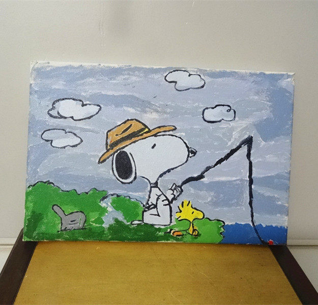 Children's oil painting Snoopy hand-painted oil painting Children's learning painting Physical photo Personal idle white offer transfer