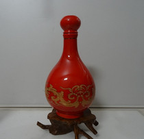 Wine bottle collection ornaments red porcelain Gold Gold special shape wine bottle art ceramic wine bottle wine Ware wine pot vase