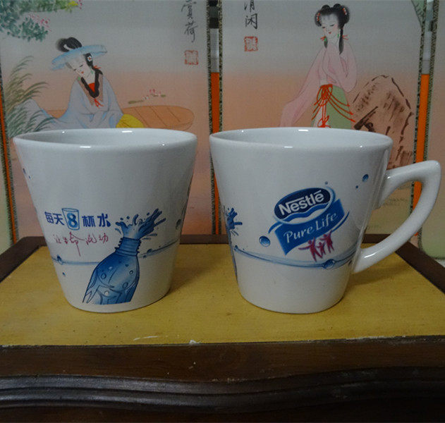 Nescafe coffee cup white porcelain cup Nescafe water cup red cup logo giveaway cup Nestlé theme collection brand new real photo