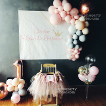 ins fresh pink baby girl one year old birthday layout background wall custom poster decoration macaron balloon