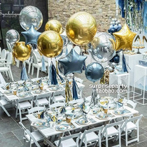4D Aluminum Film Balloon Round Birthday Party Arranged Wedding Wedding House Decoration Baby Full Moon 100 Days Old Child