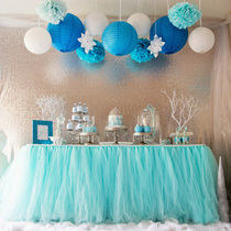 tutu fluffy gauze table skirt first birthday party 100-day dessert table wedding wedding custom sign-in desk layout