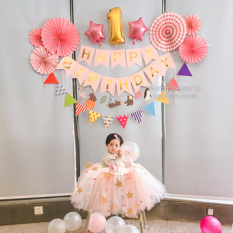 Children Birthday Party Baby Week of age Background wall Decorative Balloon Full Moon Banquee Banquet Arrangement Dress package