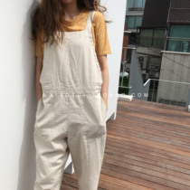 Korean Chic gao end designer cotton and linen pants recommended linen retro yellow short sleeves