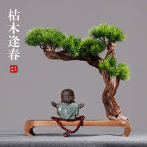 Little monk ornaments Zen space Bo ancient shelf books desktop decorations TV cabinet creative coffee table set up welcome pine