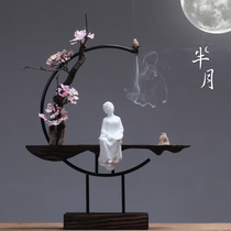 Retro ornaments ceramic new Chinese living room Zen home decorations office porch Cabinet weathered wooden frame