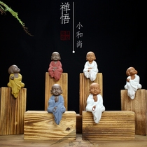 Little monk retro ceramic crafts ornaments office Buddha figure decoration Chinese living room creative study