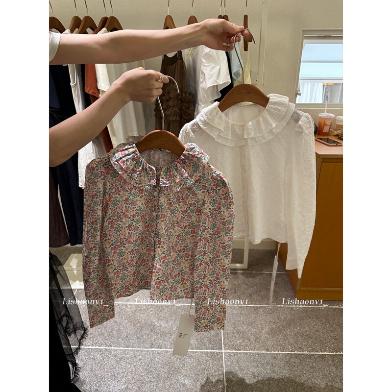 Ovinsyang Thirteen Lines Shop New Style Lace Collar Embroidered Floral Shirt for Women Loose Fit Shirt Layering Top Ovinsyang Thirteen Lines Shop New Style Lace Collar Embroidered Floral Shirt for Women Loose Fit Shirt Layering Top