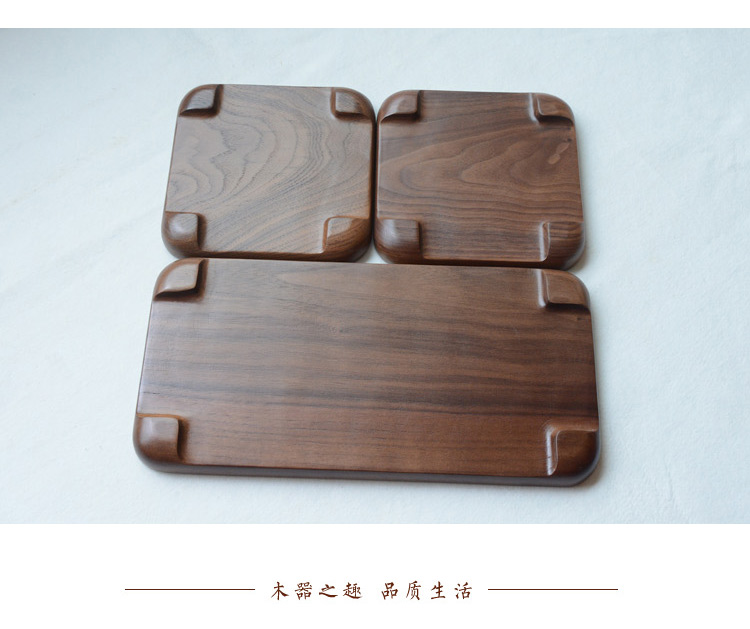 Đen óc chó khay trà gỗ phong cách Nhật Bản món ăn bằng gỗ đĩa trái cây tráng miệng tấm khay trà khay toàn bộ tấm gỗ món ăn bằng gỗ khay bánh kẹo gỗ