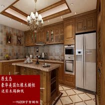 Yuzhe decoration custom-made wood color solid wood luxury whole cabinet kitchen American red oak cabinet door