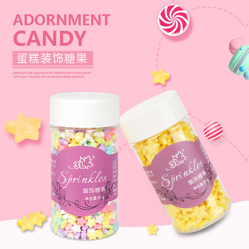 3L star birthday cake decorated candy yellow colored pentagonal sugar decorated sweets sweets sweets 85g