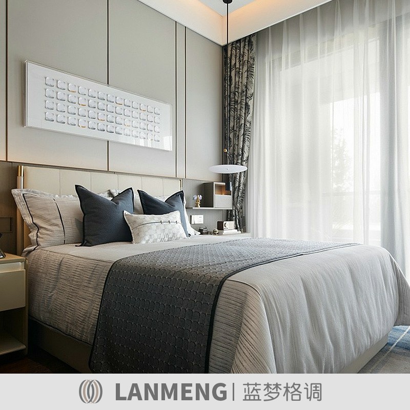 Blue Dream Lattice Sample Room Bed Bedding Modern Light Lavish Blue Hug Pillow Silver Superior Grey Waist Pillow Hitch Blanket Multiple Sets