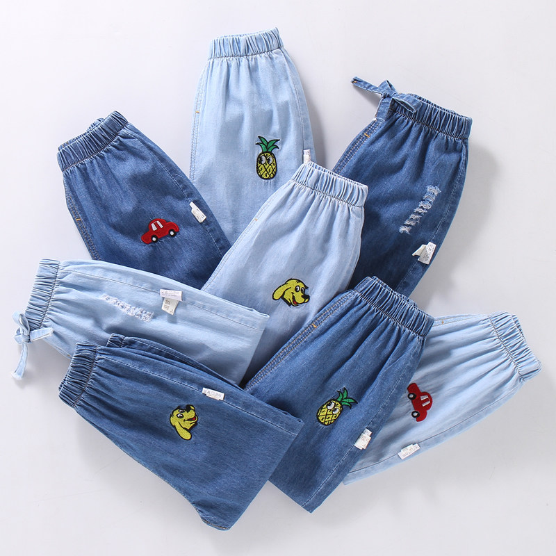 Children's anti-mosquito pants Summer thin breathable men's and women's baby cotton denim pants Children's quick-drying bloomers