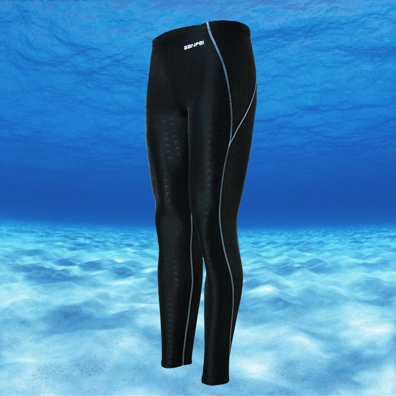 Banfi Waterproof Quick-Dry Imitation Sharkskin Long-Leg Competition Men's Swim Trunks and Women's Diving Surfing Suit