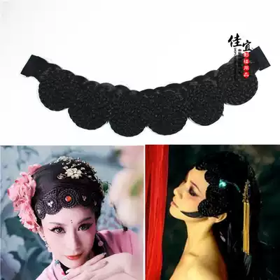 Ancient costume hair small braids wigs green snake White bangs opera Beijing opera seven-star hair adult head curtain