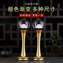 Light household crystal ball lotus lamp Guanyin lamp led long light indoor charging shrine lamp God lamp