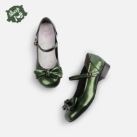 Зеленый низкий каблук