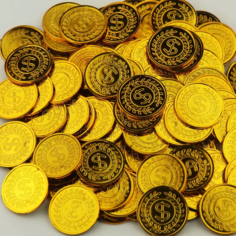 親子表演cos海盜道具金銀銅幣假幣遊戲幣美元面值10元5元