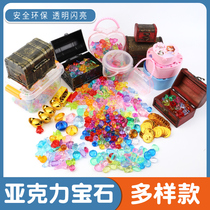 Children's Gem Toy Colorful Diamond Treasure Chest Girls Play House Handmade Acrylic Crystal Beaded Vision Training