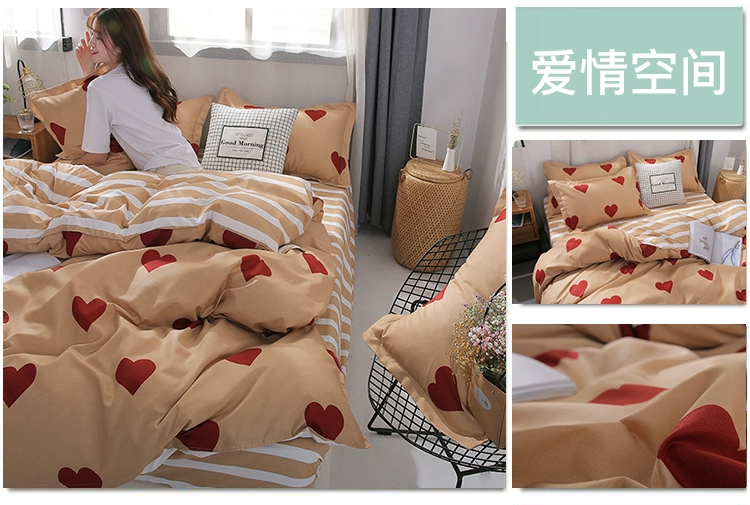 Phong cách Hàn Quốc sang trọng lưới gió đỏ điểm tấm bộ bốn 1,8 bộ ký túc xá sinh viên ba bộ 1,2 bộ đồ giường - Bộ đồ giường bốn mảnh bộ chăn ga gối lụa satin