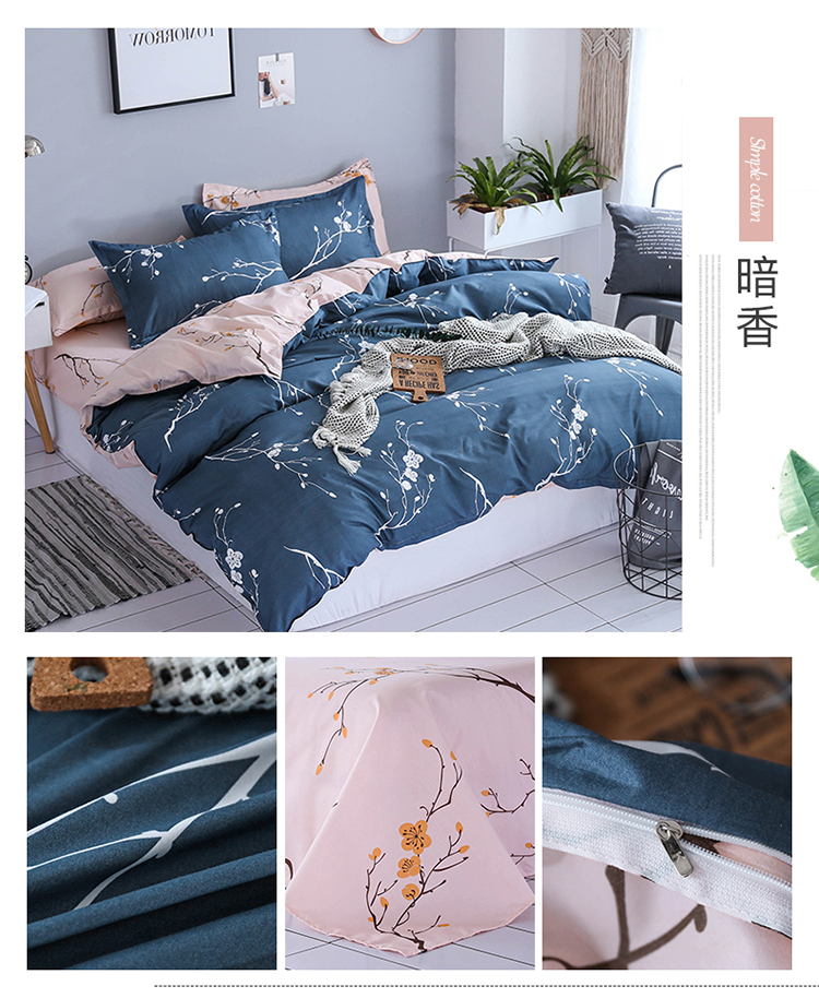 Bắc âu nhỏ gọn ins màu đen và trắng sọc bốn mảnh thiết lập 1.8 m quilt cover sheets ký túc xá sinh viên giường duy nhất ba 4 bộ