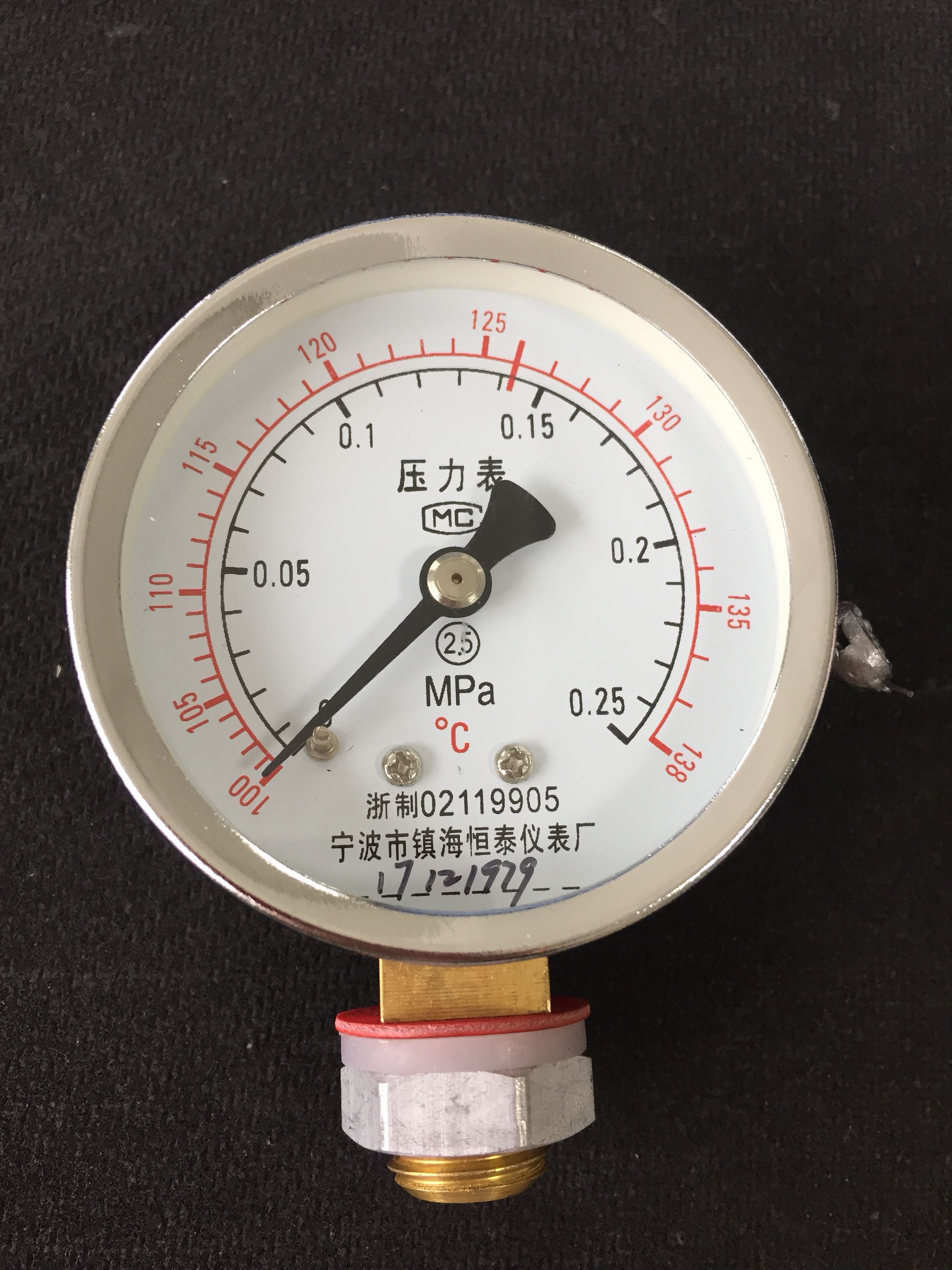医用压力表0-0.25MPa 100-138℃宁波市镇海恒泰仪表厂灭菌器配件