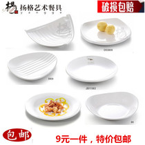 Japanese-style melamine irregular plate White cold dish plate KTV sushi snack plate Imitation porcelain special creative small plate