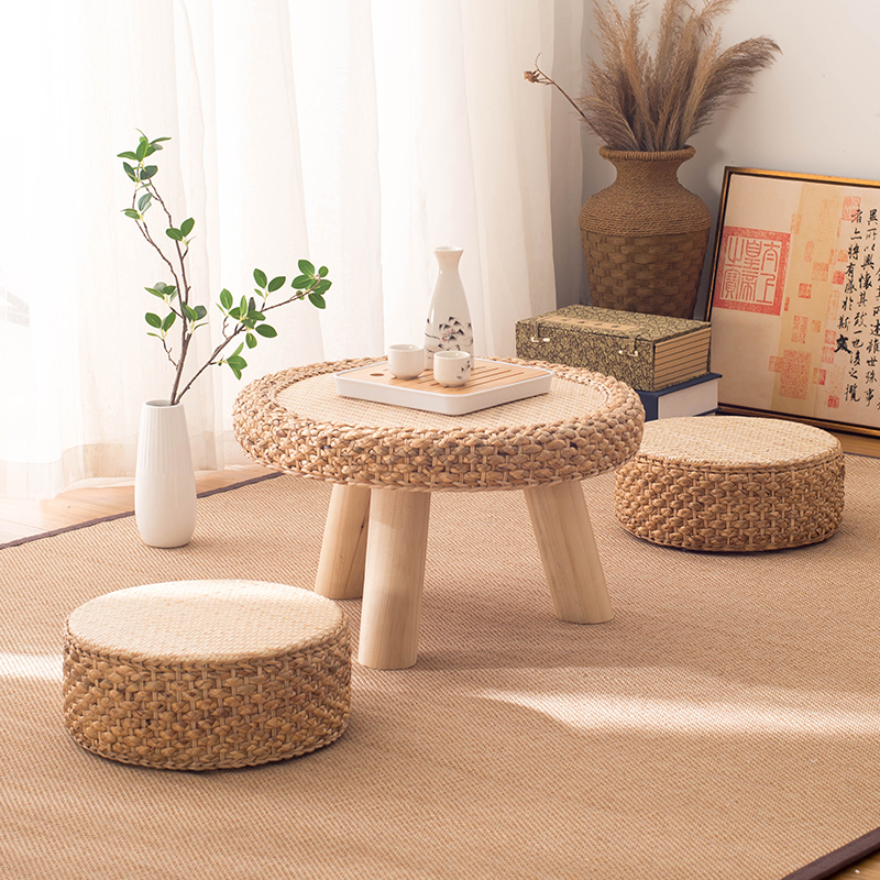 Modern minimalist rattan grass woven tatami coffee table bay window table small tea table kang table floor tea ceremony small table