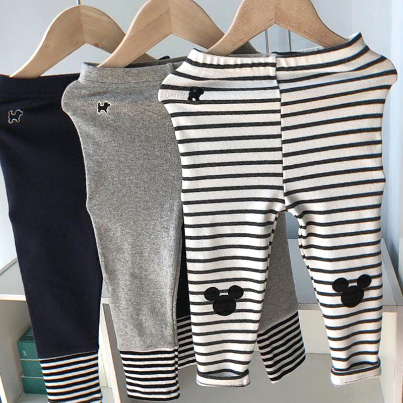 Spring and autumn in Korean version childlike girl sashimi girl fashion elastic striped inside pants Korean version male baby long pants