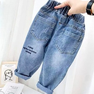 2023春秋新款中洋气百搭长裤男1童牛仔裤儿2童韩版宽松弹力裤子
