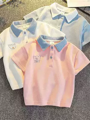 2021 summer new children's suit pure cotton short-sleeved t-shirt middle and small children's lapel Western style boys and girls polo shirt tide