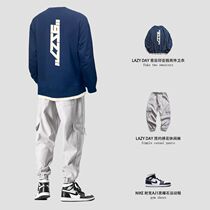 LAZY DAY spring and autumn round neck sweater mens set with trendy brand leggings mens casual pants