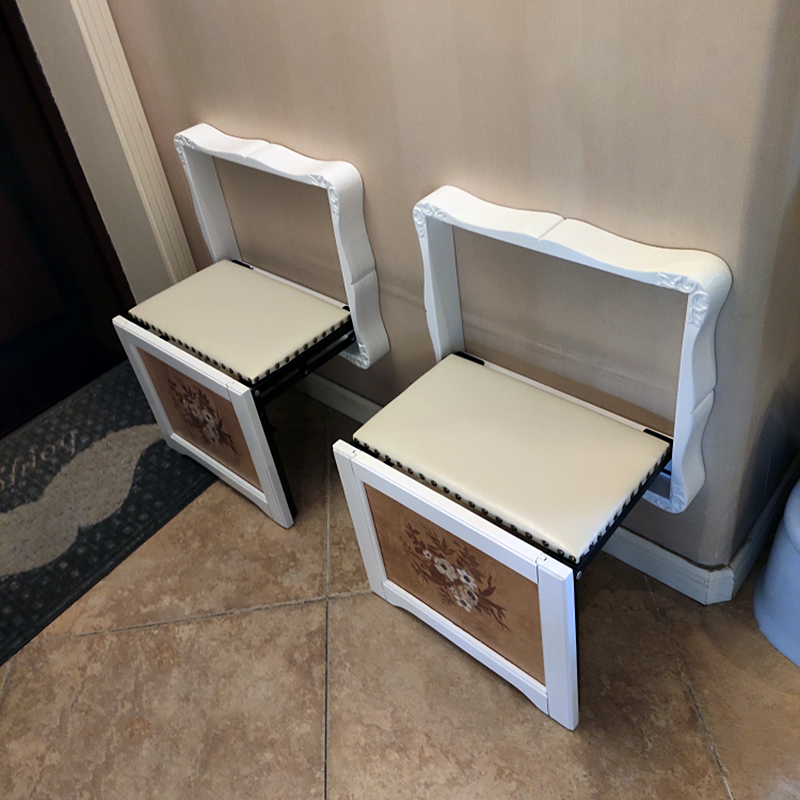 Solid wood shoe stool Household folding stool Door invisible wall-mounted shoe stool Into the door to save space can sit on the entrance stool