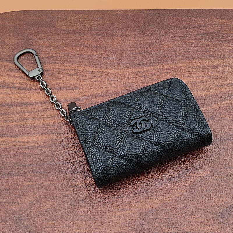Caviar L-Shaped Zipper Keychain Wallet for Women 2026 New Model Genuine Leather High-End Compact Fragrance Coin Purse Card Holder Caviar L-Shaped Zipper Keychain Wallet for Women 2026 New Model Genuine Leather High-End Compact Fragrance Coin Purse Card Holder