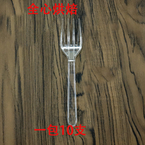 Transparent cake fork 2000 12cm disposable plastic baking packaging birthday cake black three-tooth fork paper plate