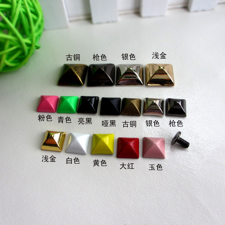 Square pyramid square screw bag rivet yurt drum-shaped alloy DIY high-end bags punk accessories