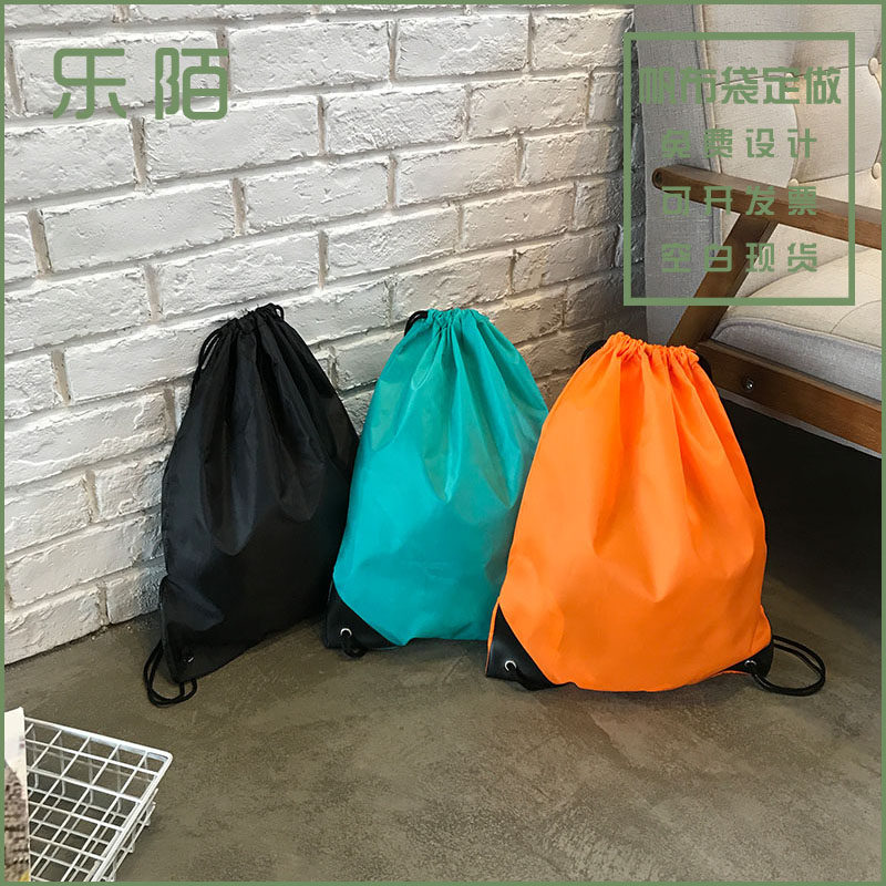 Sports waterproof polyester fiber drawstring back backpack drawstring male and female students small backpack bag bundle pocket custom printed logo