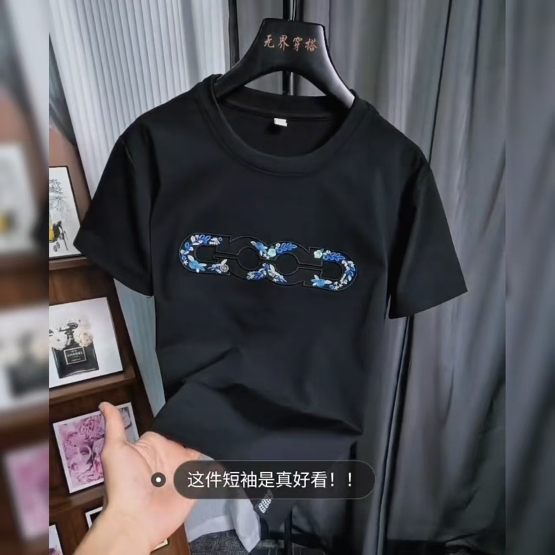 Summer New Style Good Letter Embroidered Short-Sleeved T-Shirt for Men and Women, High-End Student Trendy Versatile Casual Half-Sleeve