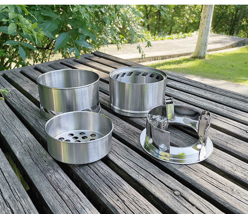 Nâng cấp bếp củi inox bếp cắm trại ngoài trời bếp gas di động gấp bếp dã ngoại - Bếp lò / bộ đồ ăn / đồ nướng dã ngoại bếp cồn du lịch