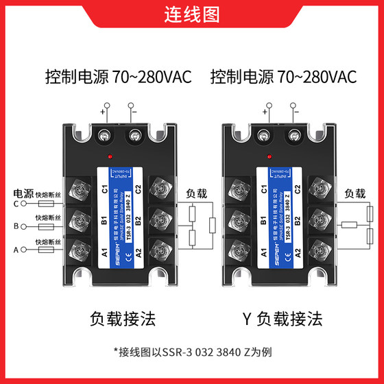 3상 솔리드 스테이트 릴레이 산업용 등급 DC 제어 AC 380V40A0323840ZDC-AC