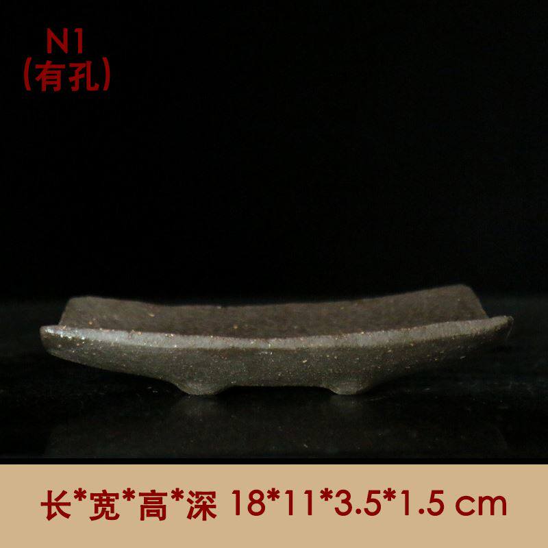 Calamus shaped pot succulent small flower pot Nanman pot handmade pot Zen purple sand rough pottery bonsai pot moss pot Han brick