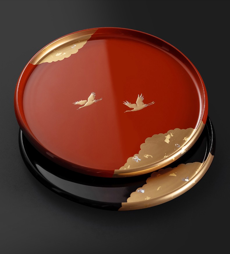 Japan imports Yunhe resin tray marriage gifting tea plate Japanese hand - crafted lacquer