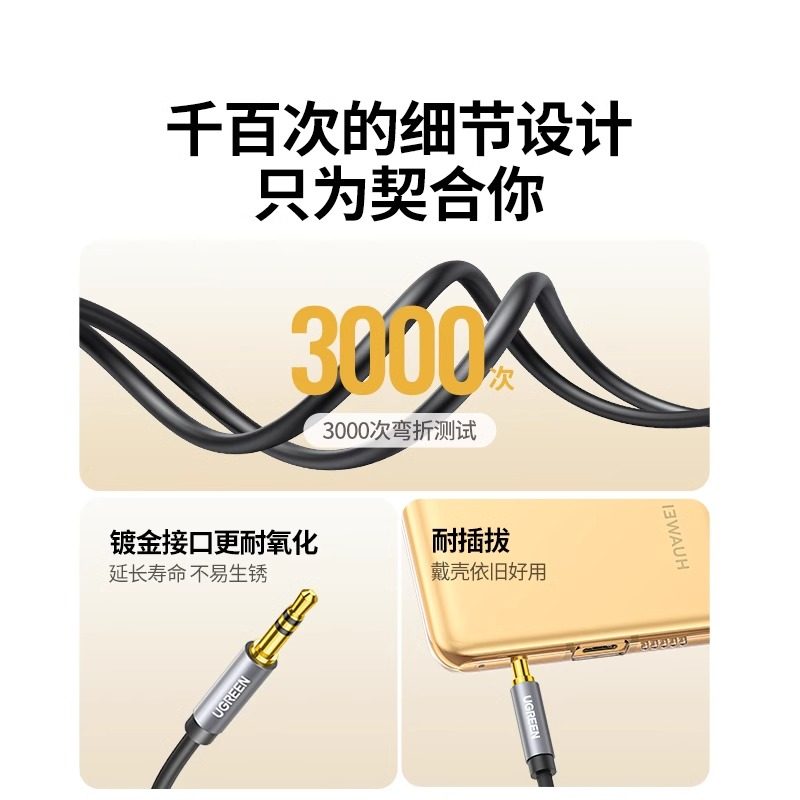 Greenlink 3.5mm Male-To-Male Audio Cable Double-Ended Car Audio Aux Cable Laptop Speaker Headphone Mobile Phone Recording Cable Aux Audio Cable