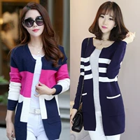 Phiên bản Hàn Quốc 2016 của phụ nữ mới áo len dày mùa xuân và áo khoác mùa thu trong chiếc áo len dài chống lại màu sắc bên ngoài - Áo len cổ chữ V mẫu áo len nữ đẹp 2021