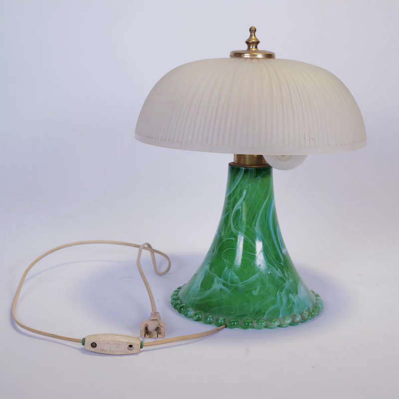 Nostalgic Antique Vintage Green Glass Table Lamp Collection Home Decor Lighting Decoration Folk Window Display