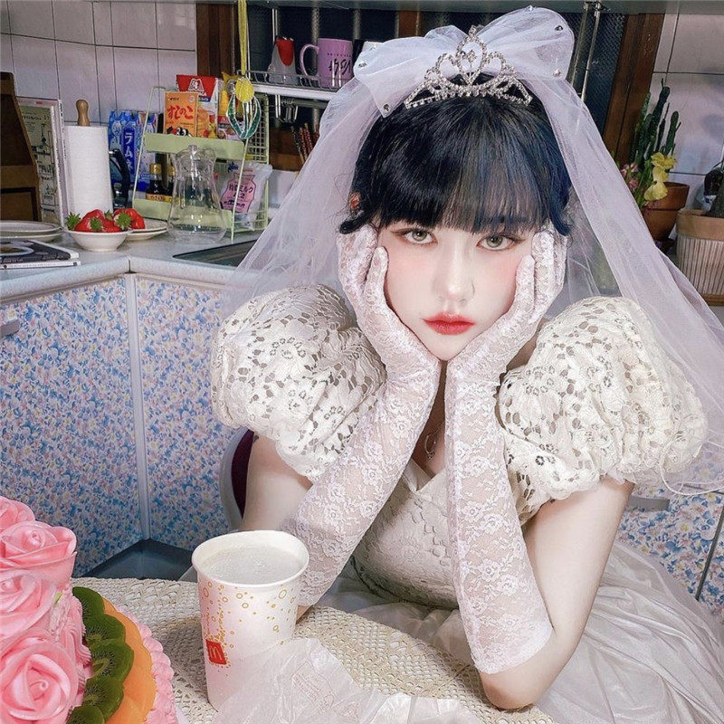 Summer Lace Medium Long Version Bridal Gloves Princess Wedding Wedding Dress Anti UV Sunscreen Sleeve Loose Sleeves Thin