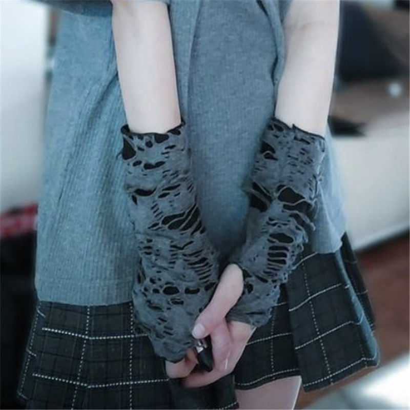 Ruffian style black hole gloves do old Japanese half-finger cuffs hip-hop dew fingers dark sunscreen punk youth street