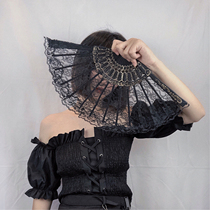Photo props Dark Loli sick Jiao Gothic style Lolita retro style Japanese style lace cheongsam fan