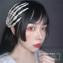 Dark black girl cool Halloween skull claws hair ornaments Simple headdress one-line edge clip broken bangs hairpin tide