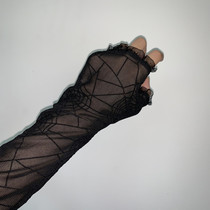 Halloween dark spider web gloves Retro Bundy hip-hop modeling Punk Bundy open-toe gloves concave modeling